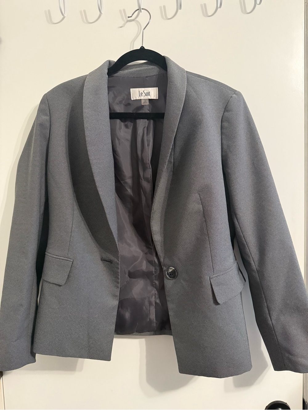 Le Suit Gray Women's Single-Button Blazer